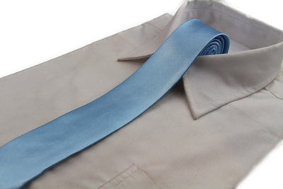 Mens Light Blue 5cm Skinny Plain Neck Tie