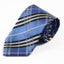 Mens Light Blue, Black & White Plaid Striped Patterned 8cm Neck Tie