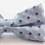 Mens Light Blue White Black & White Polka Dots Patterned Bow Tie