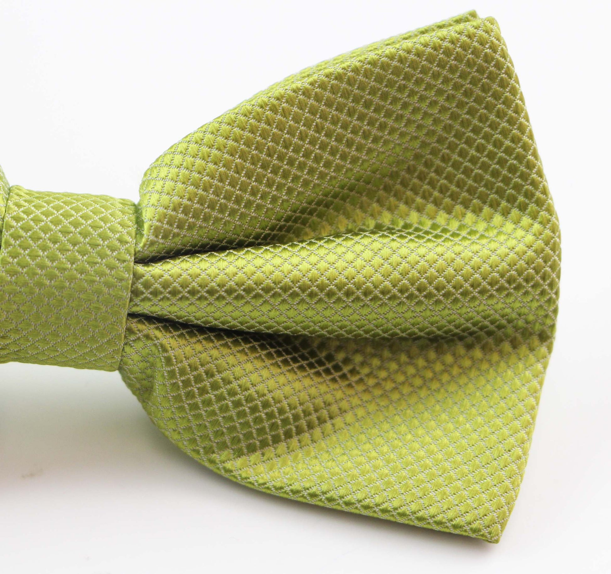Mens Light Green Plain Coloured Checkered Bow Tie