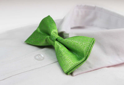 Mens Light Green Sparkly Glitter Patterned Bow Tie