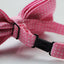 Mens Light Pink Plain Coloured Bow Tie With White Polka Dots