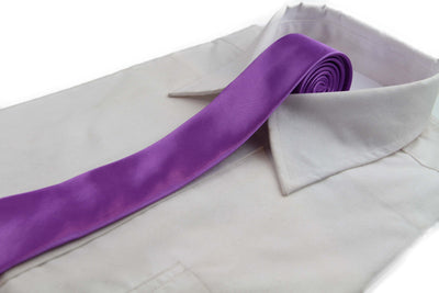 Mens Light Purple 5cm Skinny Plain Neck Tie