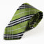 Mens Lime Green, Black & White Plaid Striped Patterned 8cm Neck Tie