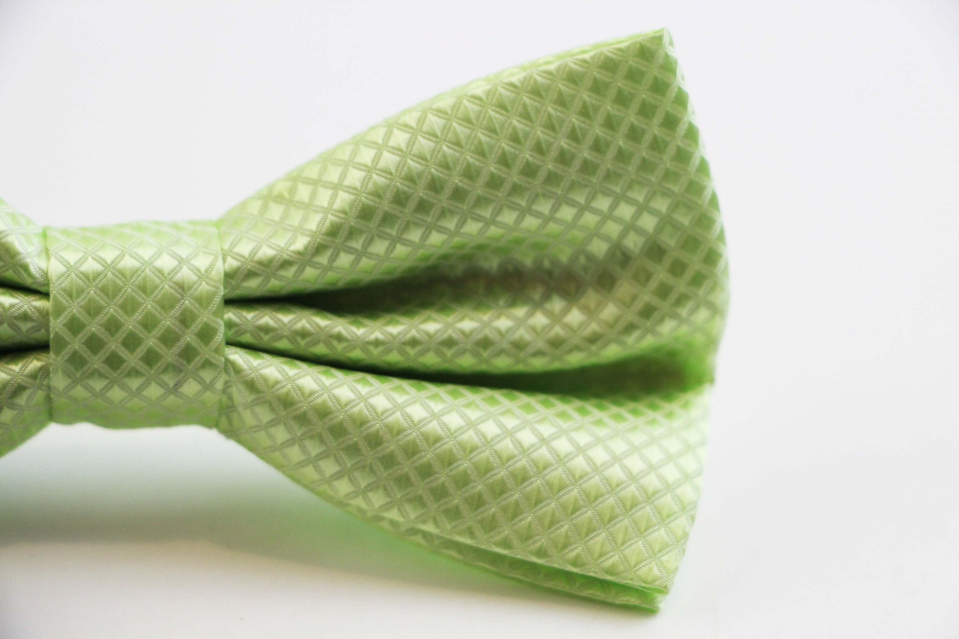 Mens Lime Plain Coloured Large Patterned Checkered Bow Tie