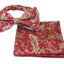 Mens Maroon, Green & Cream Paisley Cotton Bow Tie & Pocket Square Set