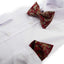 Mens Maroon, Green & Cream Paisley Cotton Bow Tie & Pocket Square Set