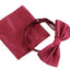 Mens Maroon Plain Coloured Checkered Bow Tie & Matching Pocket Square Set