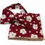 Mens Maroon With Cream Flowers Cotton Bow Tie & Pocket Square Set