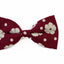 Mens Maroon With Cream Flowers Cotton Bow Tie & Pocket Square Set