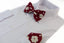 Mens Maroon With Cream Flowers Cotton Bow Tie & Pocket Square Set