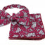 Mens Maroon With White Flowers Cotton Bow Tie & Pocket Square Set