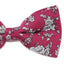 Mens Maroon With White Flowers Cotton Bow Tie & Pocket Square Set
