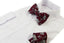 Mens Maroon With White Flowers Cotton Bow Tie & Pocket Square Set