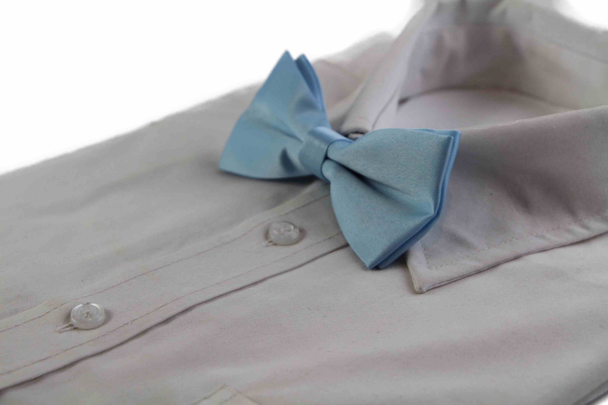 Mens Matt Solid Plain Light Blue Colour Bow Tie