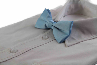 Mens Matt Solid Plain Light Blue Colour Bow Tie