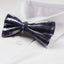 Mens Metallic Silver, Black & Purple Patterned Bow Tie