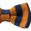 Mens Navy And Bronze Thick Vertical Striped Knitted Bow Tie