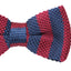 Mens Navy And Maroon Thick Vertical Striped Knitted Bow Tie