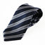 Mens Navy, Black, White & Grey Striped Patterned 8cm Neck Tie