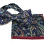 Mens Navy, Blue, Cream & Green Paisley Cotton Bow Tie & Pocket Square Set