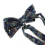Mens Navy, Blue, Cream & Green Paisley Cotton Bow Tie & Pocket Square Set