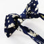 Mens Navy & Cream Flowers Cotton Bow Tie & Pocket Square Set