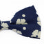Mens Navy & Cream Flowers Cotton Bow Tie & Pocket Square Set