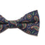 Mens Navy, Cream, Green Paisley Cotton Bow Tie & Pocket Square Set