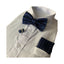 Mens Navy Gridded Squares Matching Bow Tie, Pocket Square & Cuff Links Set