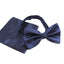 Mens Navy Plain Coloured Checkered Bow Tie & Matching Pocket Square Set