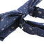 Mens Navy Preppy Leaf & Dots Patterned Cotton Bow Tie