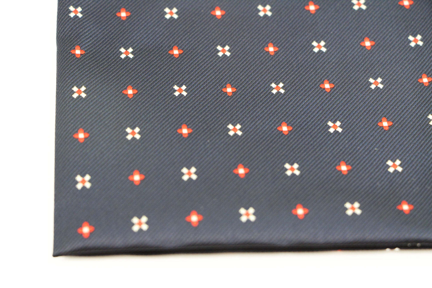 Mens Navy & Red Flower Silk Pocket Square