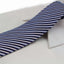 Mens Navy & Salmon Striped 8cm Patterned Neck Tie