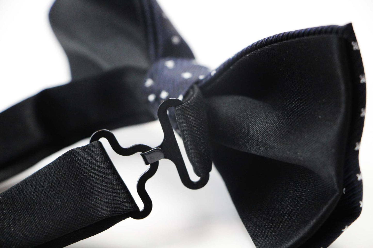 Mens Navy, Silver & Black Star Polka Dot Patterned Bow Tie