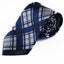 Mens Navy & Silver Check Striped Patterned 8cm Neck Tie
