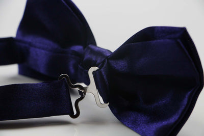 Mens Navy Solid Plain Colour Bow Tie