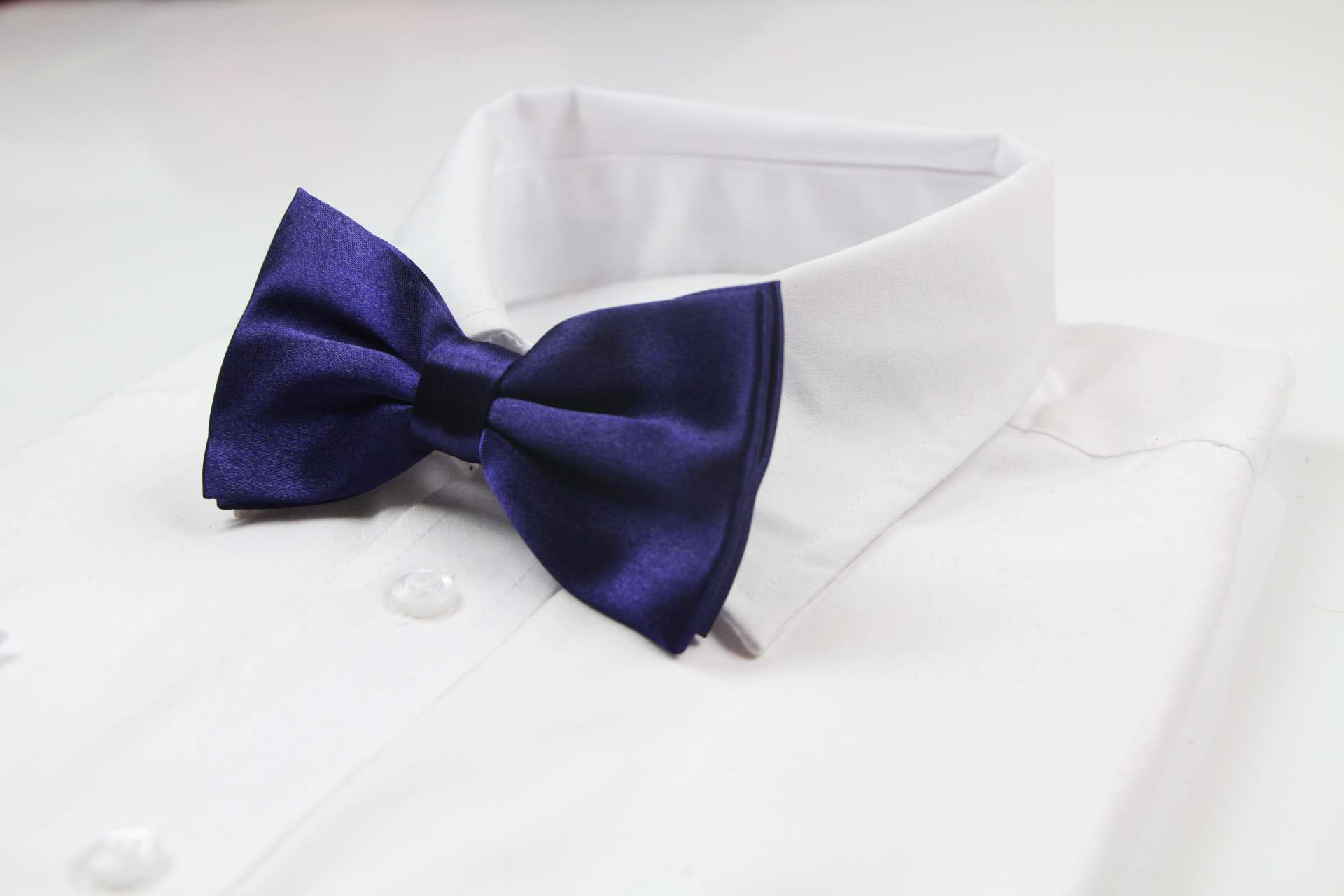 Mens Navy Solid Plain Colour Bow Tie