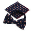 Mens Navy & Tan Scattered Paisley Cotton Bow Tie And Pocket Square Set