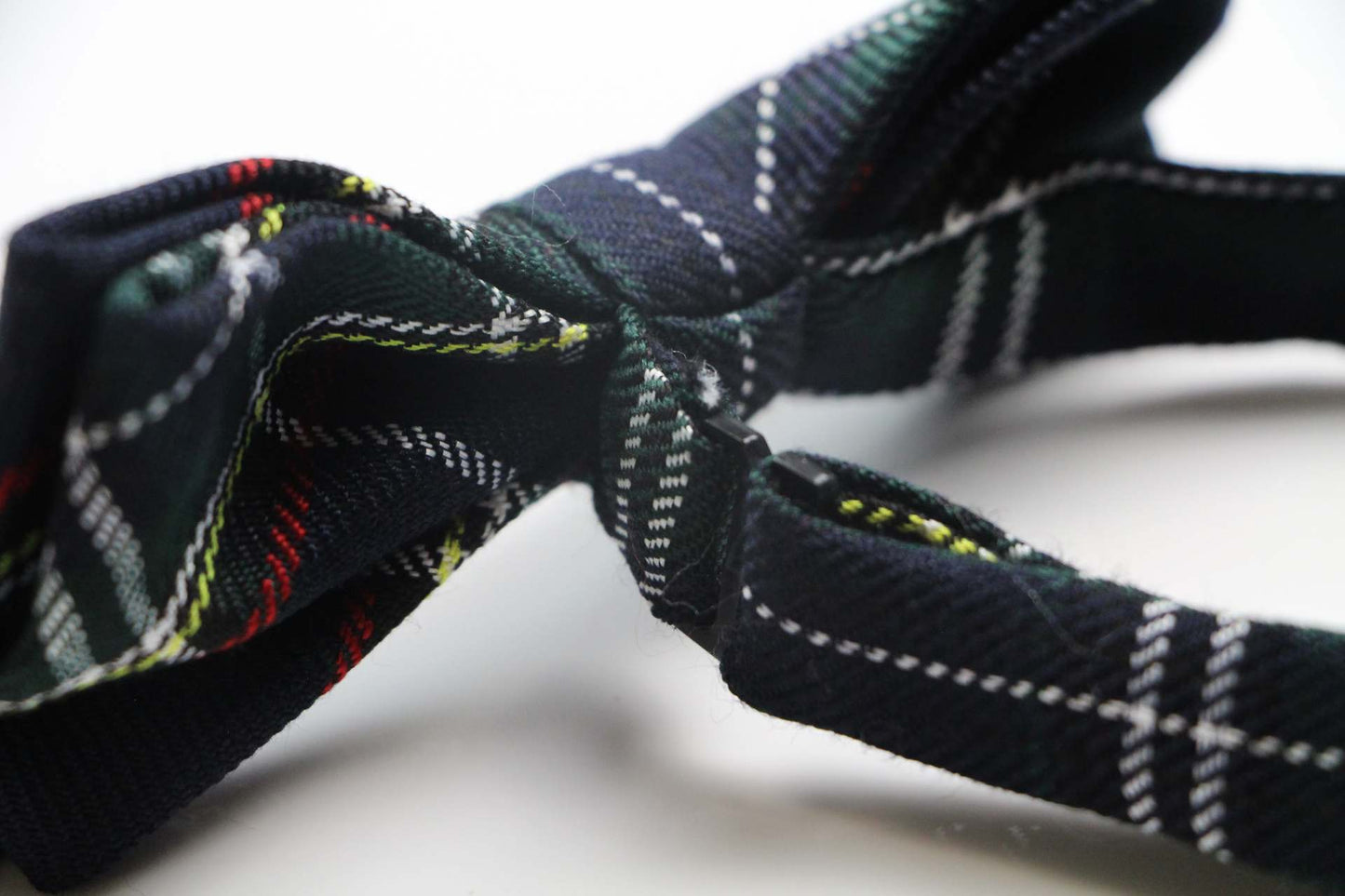 Mens Navy Tarten Plaid Patterned Bow Tie