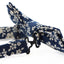Mens Navy & White Flowers Cotton Bow Tie & Pocket Square Set