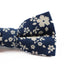 Mens Navy & White Flowers Cotton Bow Tie & Pocket Square Set