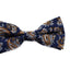 Mens Navy, White & Orange Paisley Cotton Bow Tie & Pocket Square Set