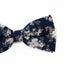 Mens Navy With Cream Flowers Cotton Bow Tie & Pocket Square Set
