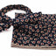 Mens Navy With Cream & Red Flowers Cotton Bow Tie & Pocket Square Set