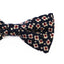 Mens Navy With Cream & Red Flowers Cotton Bow Tie & Pocket Square Set