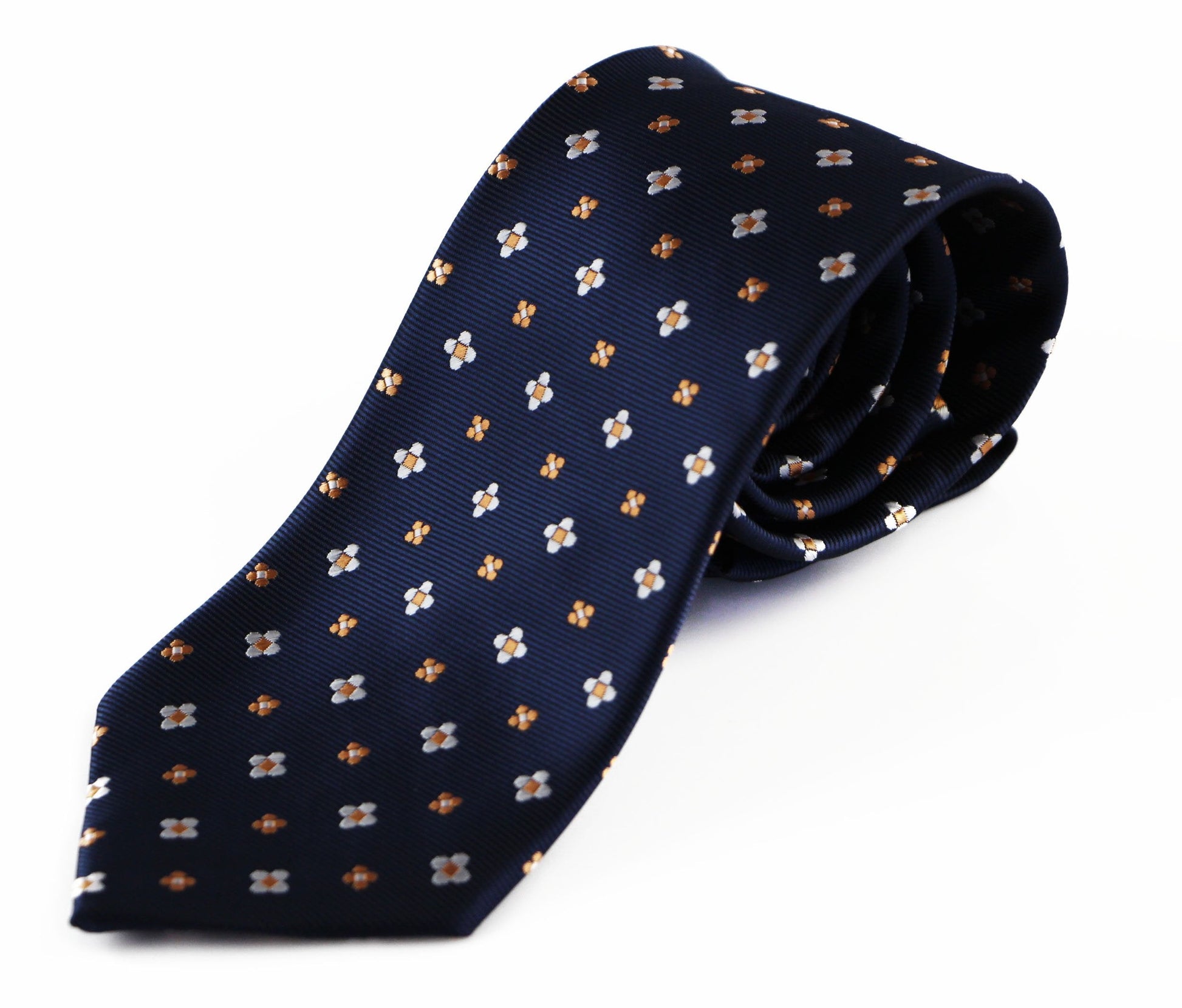 Mens Navy With Florals Patterned 8cm Neck Tie