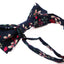 Mens Navy With Pink, Cream & Green Flowers Cotton Bow Tie & Pocket Square Set
