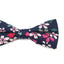 Mens Navy With Pink, Cream & Green Flowers Cotton Bow Tie & Pocket Square Set