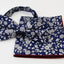 Mens Navy With White Flowers Cotton Bow Tie & Pocket Square Set